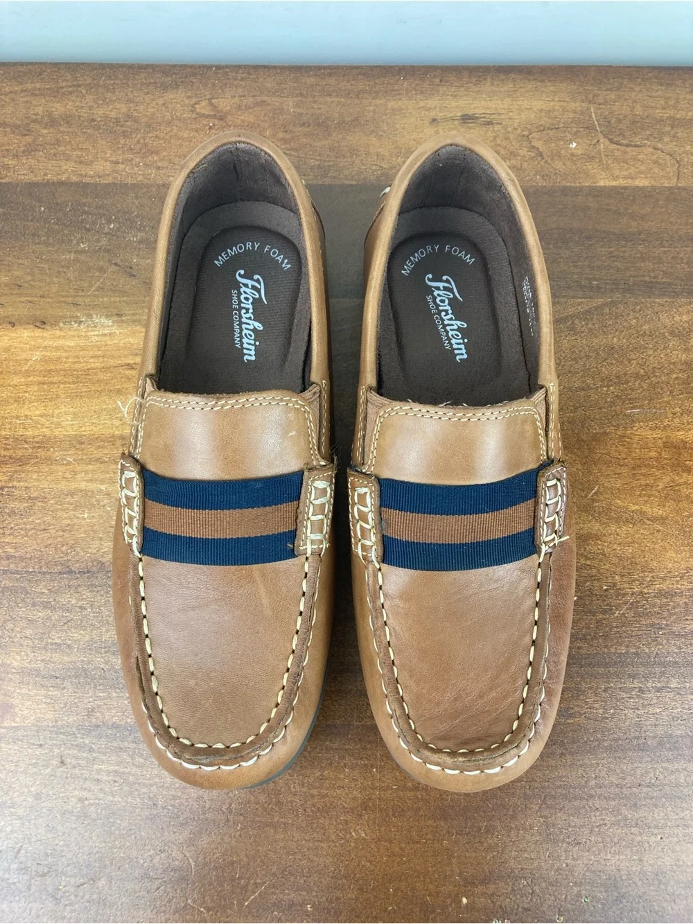 Florsheim Jasper Strap JR Brown Leather Loafers Dress Shoes 16680 Kids 4M.